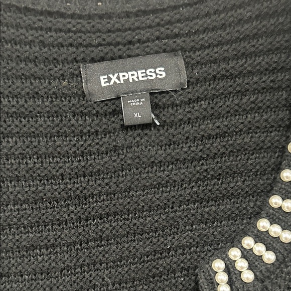 Express Black Chunky Knit Pearl Sweater - Picture 3 of 4
